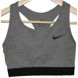 Womens Nike Swoosh Sports Bra DRI-FIT BV3900-084 Gray Black Racerback Bra Size S